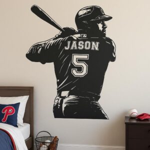 Personalized Baseball Player Wall Decal - Customize with Your Name & Numbers - Vinyl Sticker for Kids Bedroom Decor
