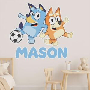 Personalized Blue Wall Decal Name Kids Room Sticker Birthday Backdrop z3335