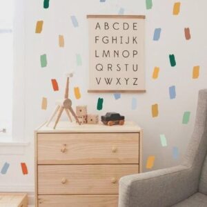Paint Wall Decals Brushstroke Sticker Multi colored Daub Decoration Kids Nursery Scandinavian h30
