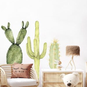 Watercolor Cactus Wall Decals Mexico Jungle Safari Nursery Decoration