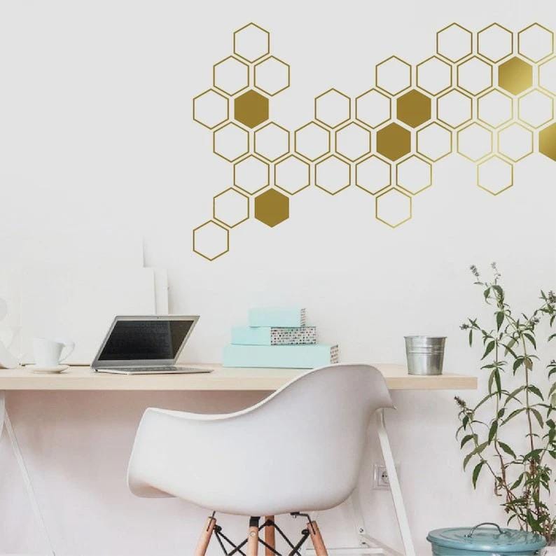 il_fullxfull.7569721020_12x8.jpg Honeycomb Wall Decals Geometric Stickers ga46