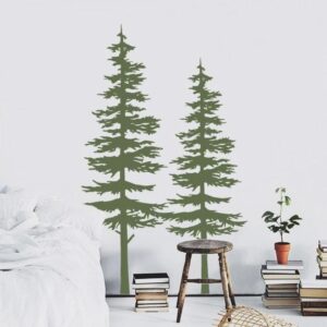 Two Pine Tree Wall Decal Forest