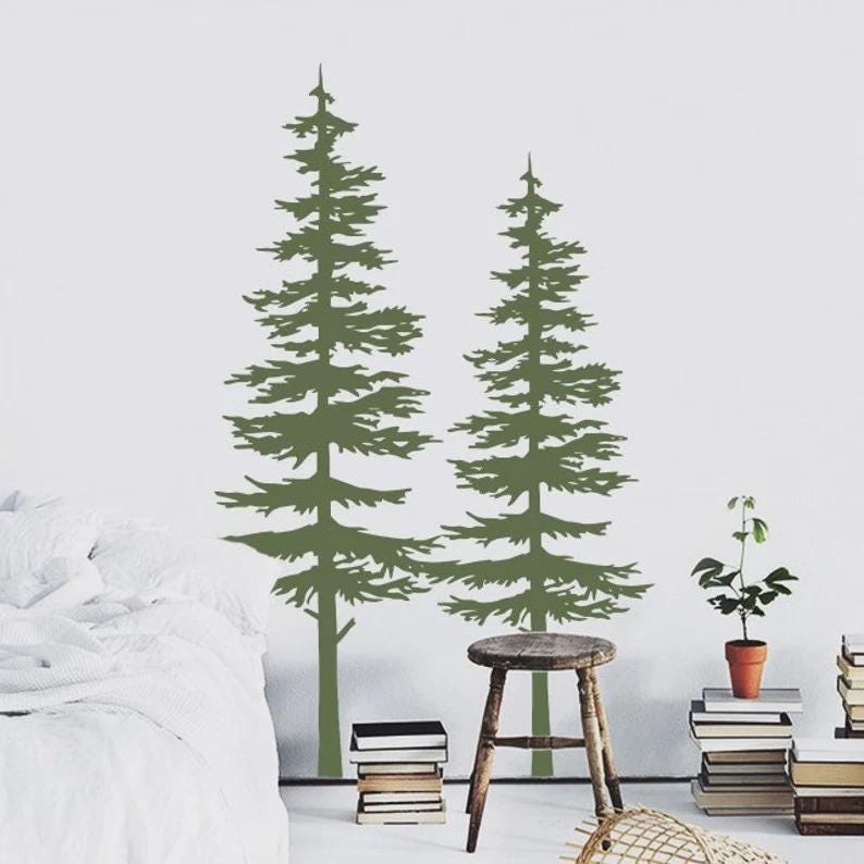 il_fullxfull.7569725928_maj7.jpg Two Pine Tree Wall Decal Forest