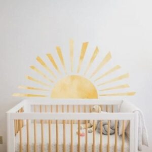 Sun Wall Decal Sticker Watercolor Hand Drawn Headboard Bedroom Decoration h168