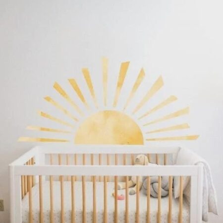 Sun Wall Decal Sticker Watercolor Hand Drawn Headboard Bedroom Decoration h168