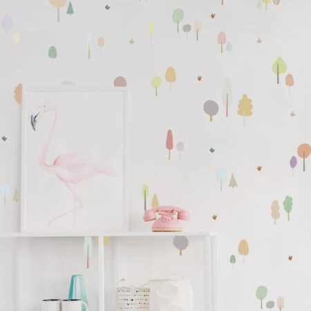 Hand Drawn Trees Wall Decals Set Boho Nursery Decor