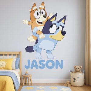 Personalized Blue Wall Decal Custom Name Kids Room Sticker Birthday Backdrop z3336