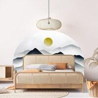 Mountains Sun Headboard Wall Decal Nature Sticker h211