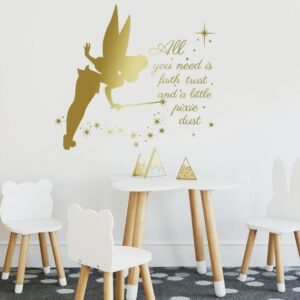 Tinkerbell Wall Decal Peter Pan Quote Sticker Disney Stars rta1895
