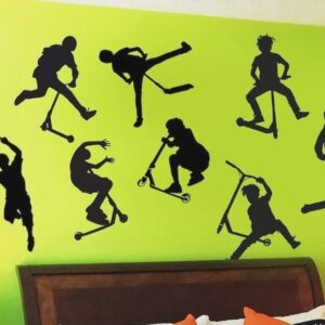 8 Stunt Scooter Stickers Wall Decal Boys Gift for Him Kids Room Decoration ga251