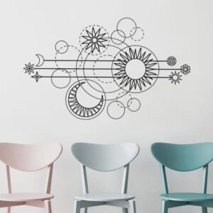 Geometric Moon Phases Wall Decal Decoration Sticker Sun Wall Art ga186