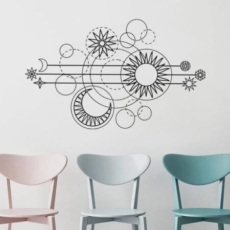 Geometric Moon Phases Wall Decal Decoration Sticker Sun Wall Art  ga186