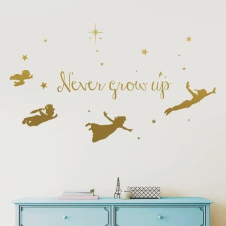Never Grow Up Wall Decal Peter Pan Sticker Tinkerbell  Neverland Decoration rta1902