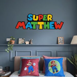 Mario Personalized Name Wall Decal Color Bricks Sticker