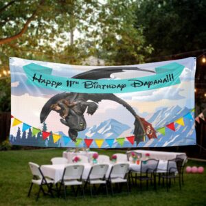 Toothless Birthday Banner: How to Train Your Dragon Party Backdrop