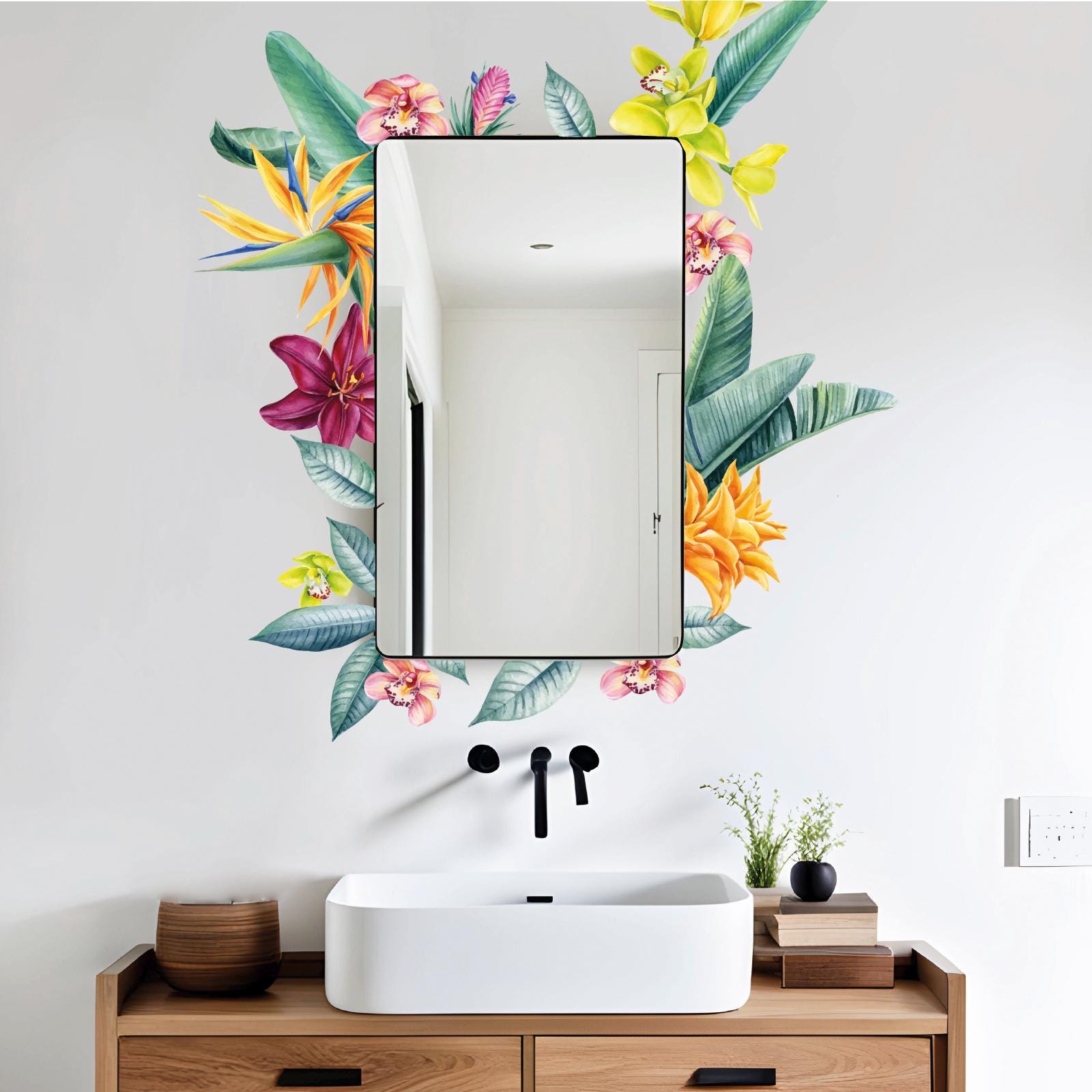 il_fullxfull.7702893184_oque.jpg Tropical Palm leaf Wall Decals Greenery Leaves Mirror Stickers el101