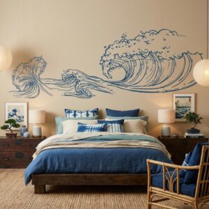 Ocean Wave Wall Decal Nautical Vinyl Sticker Beach Decor Surf Art Sea Mural ik3414