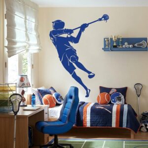 Lacrosse Wall Decal Boys Room Decor Sports Sticker Athlete Vinyl Art Teen Gift Action Player Mural ik879