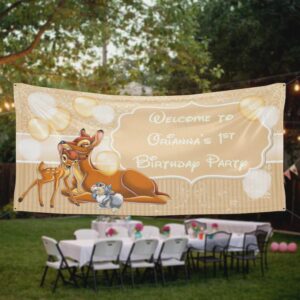 Bambi Birthday Banner Personalized Party Backdrop Decoration ikban66