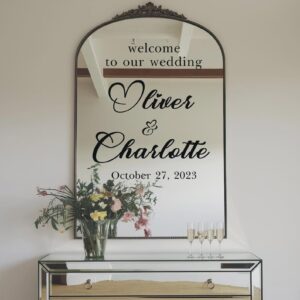 Wedding mirror decal Names Welcome Customizable Sign Bride Groom Reception Ceremony mir8