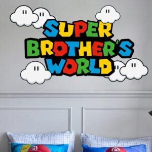 Personalized Super Mario Wall Decal Custom Name Kids Room Sticker Birthday Backdrop nm5