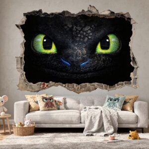 How to train Dragon Eyes Wall Decal Smashed Wall Sticker Night Fury Face Art for Boys Bedroom Gaming Room and Fantasy Nursery Decor z3360