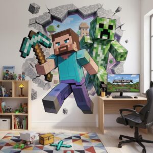 Gamer Wall Decal Mine Custom name Sticker Playroom Pixel Decor Gift z3339