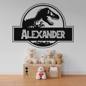 Personalized Jurassic Park Wall Decal Custom name Dinosaur Sticker Birthday party Backdrop decor z3300