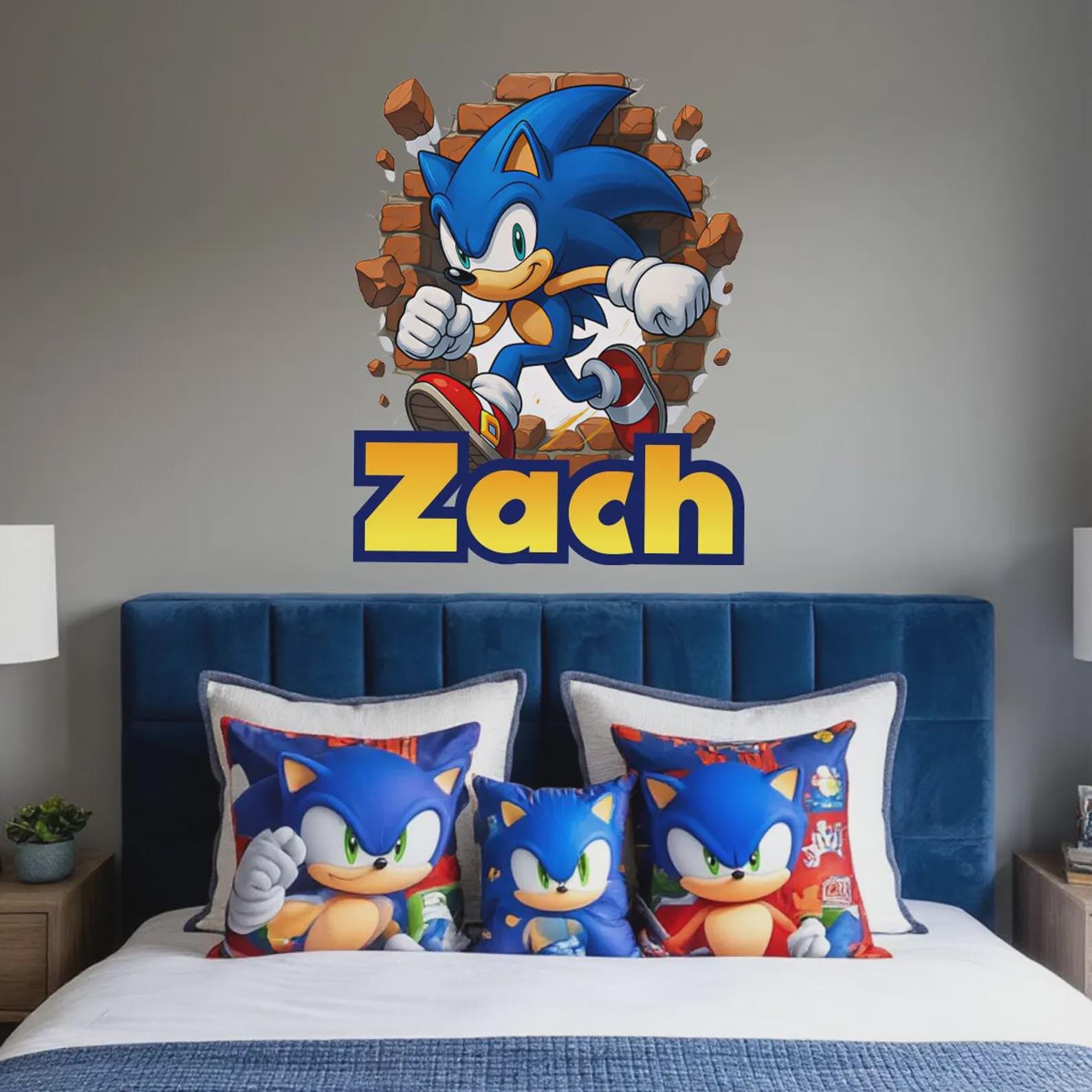 il_fullxfull.7747633421_prtt.jpg Name Blue Hedgehog Wall Decal Personalized Cartoon Sticker custom Gaming Decor Backdrop z3333