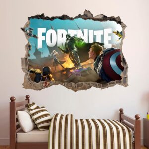 3D Broken Fort Gamer Wall Decal Battle Sticker Playroom Decoration z3348