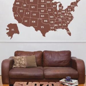 USA states map Wall Decal School Educational Sticker ik2251