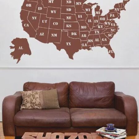 USA states map Wall Decal School Educational Sticker ik2251