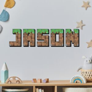 Personalized Gamer Name Wall Decal: Pixel Art Playroom Decor z3306ca