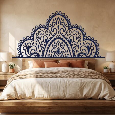 Mandala Wall Decal Headboard Boho Bedroom Decor Half Circle Vinyl Sticker Large Yoga Studio Art Gift ik2973