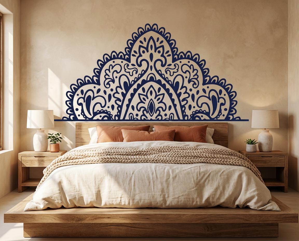 il_fullxfull.7759168387_ji15.jpg Mandala Wall Decal Headboard Boho Bedroom Decor Half Circle Vinyl Sticker Large Yoga Studio Art Gift ik2973