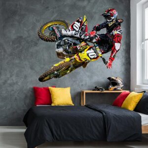Motocross Wall Decal Dirt Bike Sticker Boys Room Decor Extreme Sports Art Vinyl Mural Rider Gift