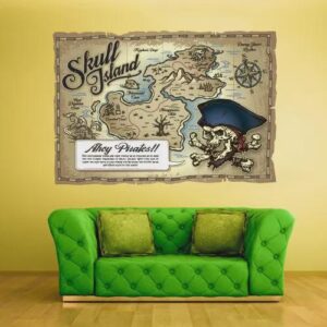 Pirate Map Wall Decal Kids Treasure Sticker Gift col545