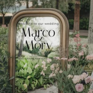 Wedding Mirror Decal Personalized Names Welcome Sign Custom Vinyl Lettering for Mirror or Acrylic Removable Ceremony Reception