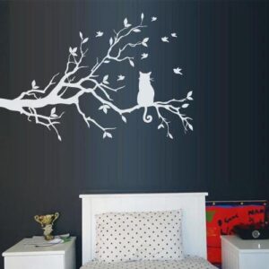Cat sitting on tree branch Wall Decal Decoration Sticker z3156