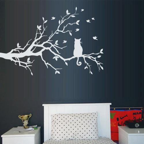 il_fullxfull.7769116757_33l2.jpg Cat sitting on tree branch Wall Decal Decoration Sticker z3156