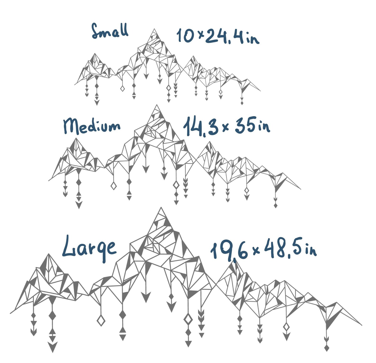 mountains wall decal geometric boho stickers, lf038 mountains wall decal geometric boho stickers, lf038