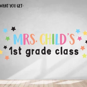 personalized teacher name wall decal – custom classroom & teacher desk vinyl sticker