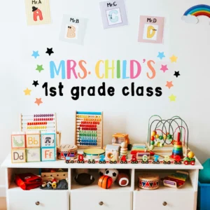 personalized teacher name wall decal – custom classroom & teacher desk vinyl sticker