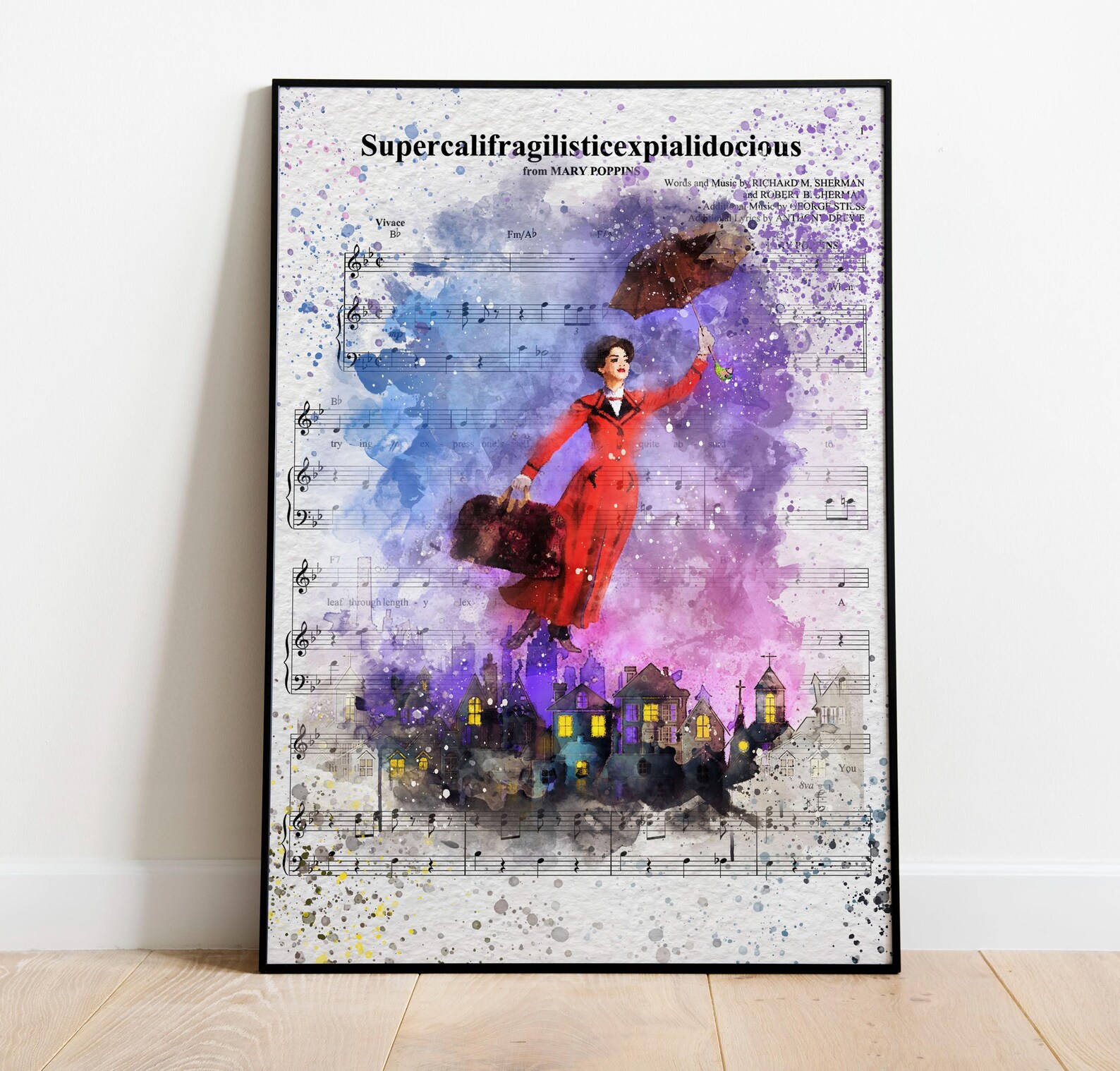 mary poppins watercolor poster | musical print wall art lf281 mary poppins watercolor poster | musical print wall art lf281