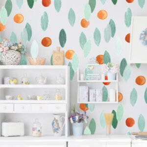 Green Leaf Wall Decals Stickers Oranges