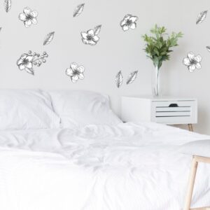 wildflowers wall decals greenery floral stickers set, room decor lf021