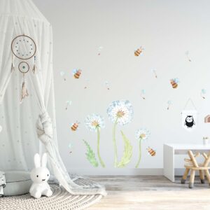 Bumblebee Dandelion Reusable Removable Wall Decal