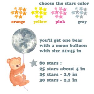 bear wall decal with moon and stars | nursery & kid's room stickers lf033
