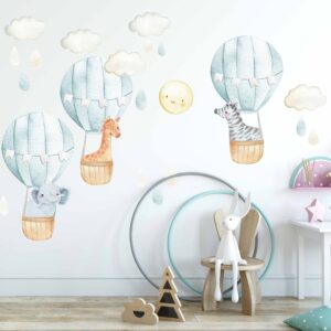 Hot Air Balloon Wall Decal Nursery Decor Safari Animals