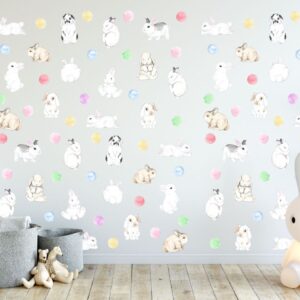 Bunny Wall Decal Stickers, Polka Dots Color